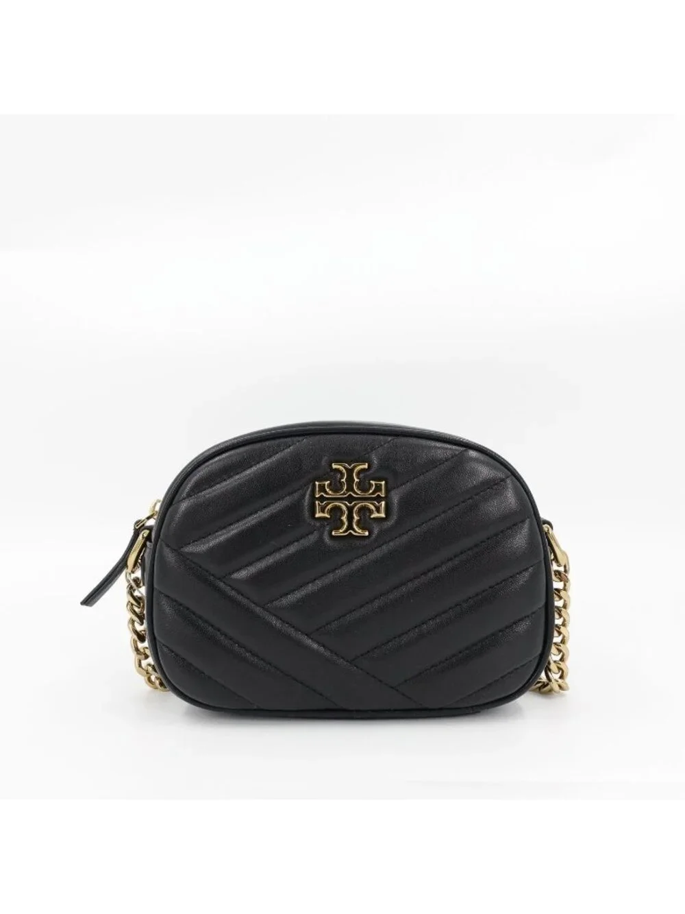 Tory Burch Kira Chevron Small Camera Crossbody Bag Black OS